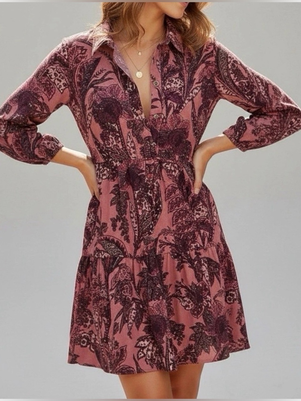 Anthropologie @LoverlyGreyxMaeve Bettina Corduroy Mini Dress Purple Floral S NWT